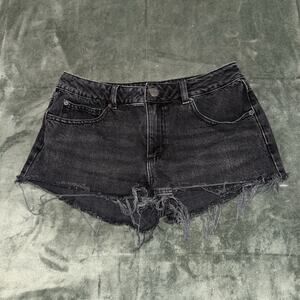 Garage Denim Festival Shorts Black Cut Off Raw Hem Distressed Juniors Size 7/28